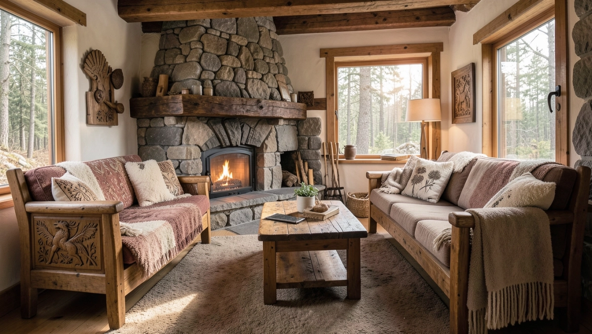 aranżacje wnętrz w stylu góralskim