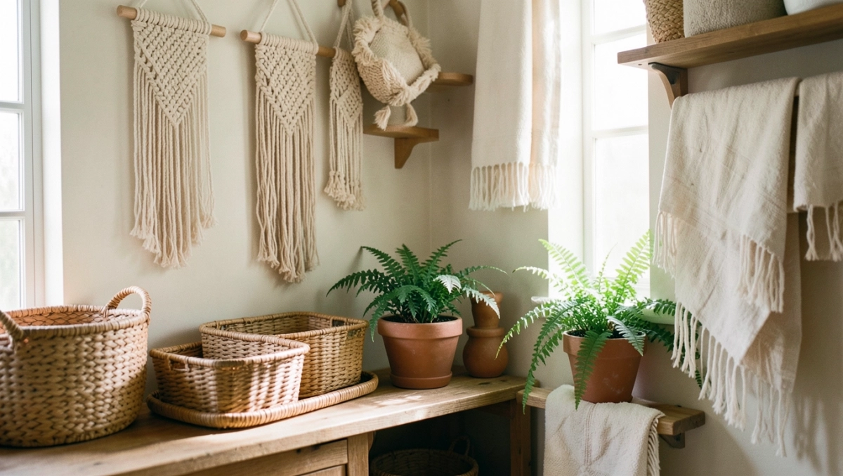 Dodatki do łazienki w stylu boho