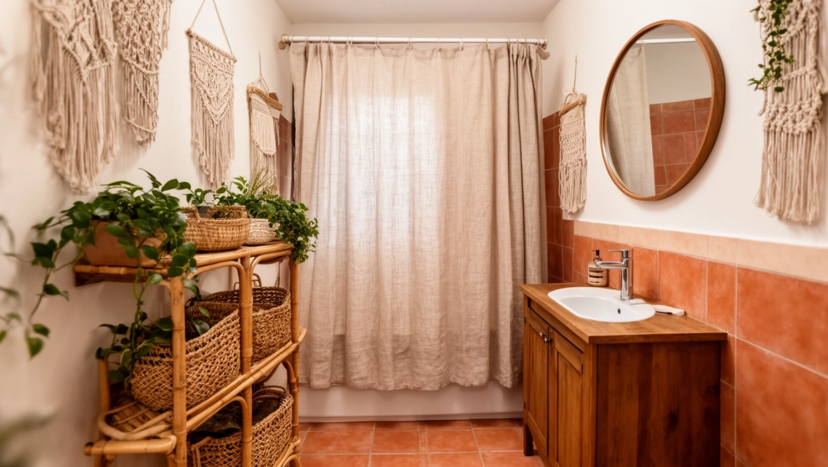 Mała łazienka w stylu boho