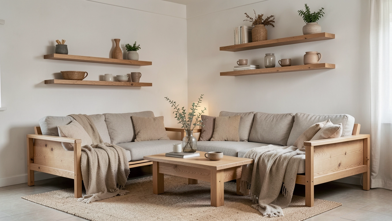 Meble do salonu skandynawskiego boho