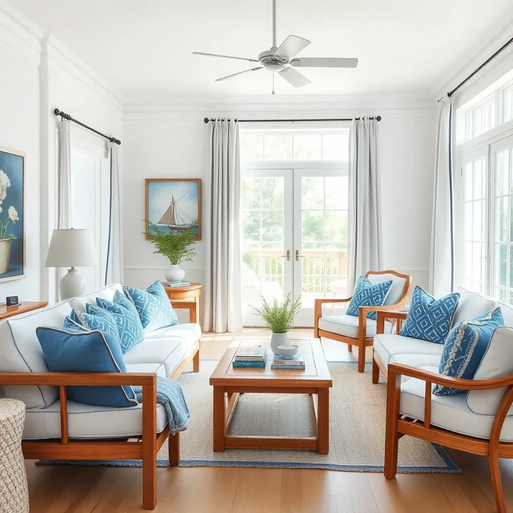 Salon w stylu hampton aranżacje