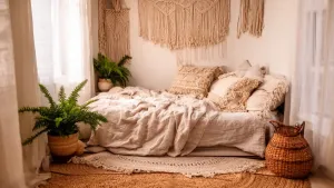 Mała sypialnia w stylu boho