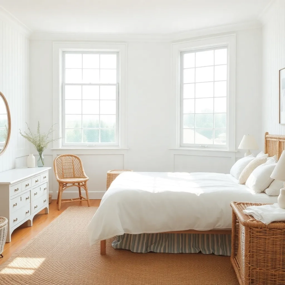 Sypialnia w stylu hampton